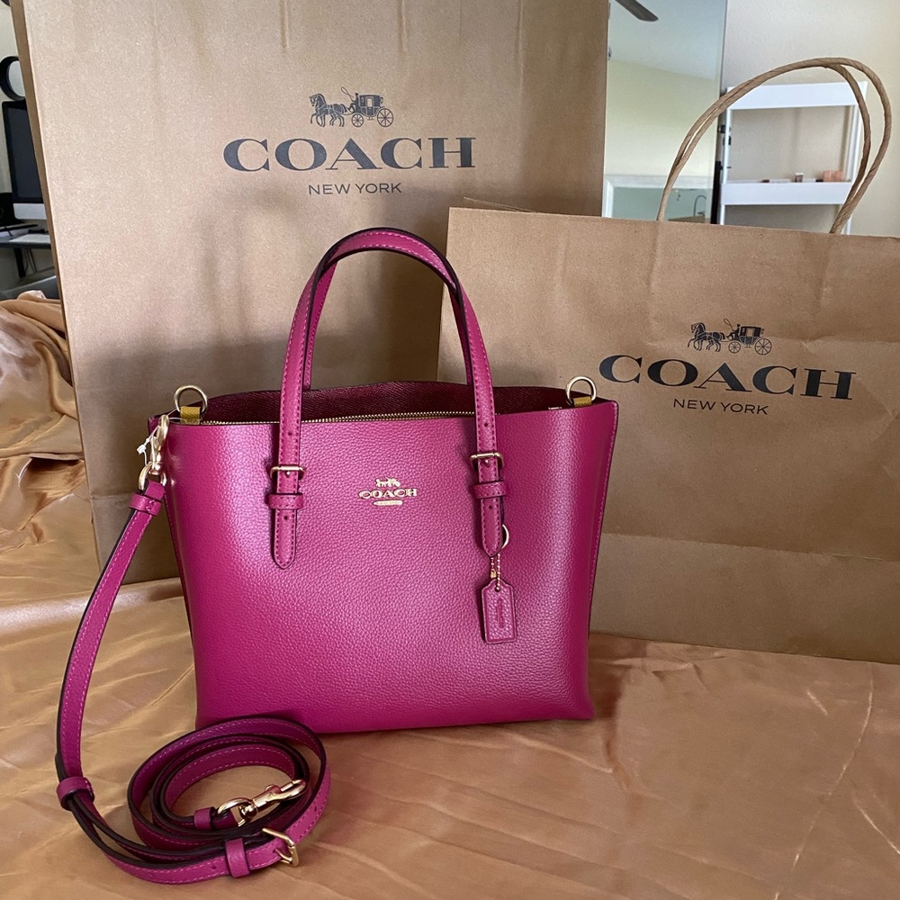 Coach Mollie small tote 25 in violet cherry